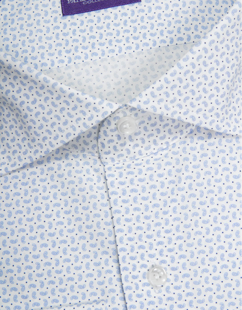 Patrick Hellmann Collection White Shirt With Blue Paisley Pattern image